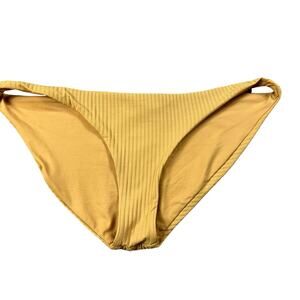 VITAMIN A Mustard Yellow Ribbed Knit Hipster Bikini Bottoms Women's Size Medium